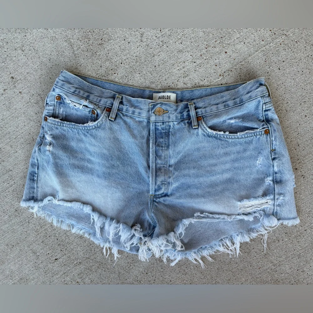 Agolde Parker Blue Jean Shorts - Picture 1 of 7